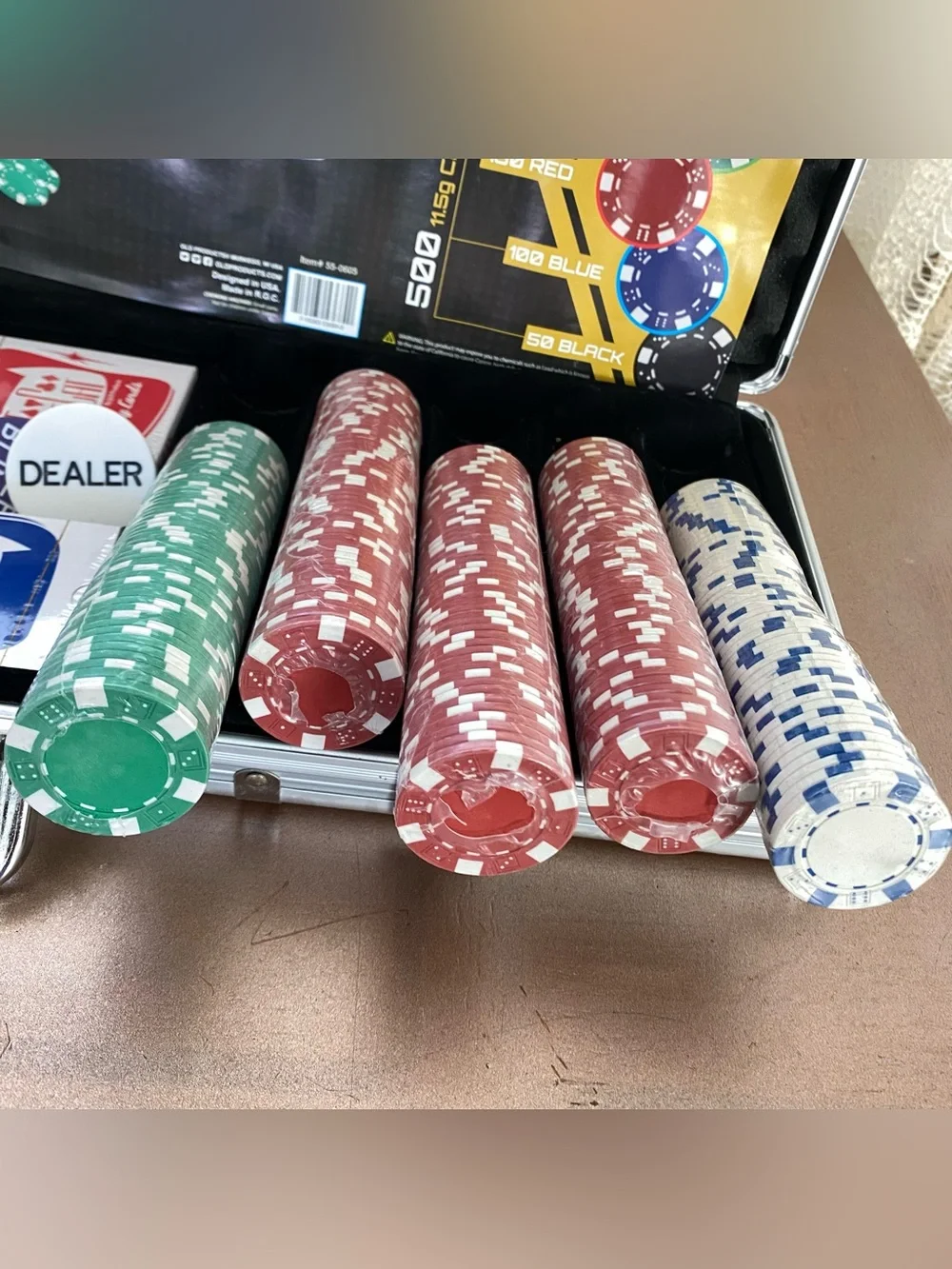 Poker Chip Set - Blue, Red, Green Claytec Chips with Aluminum Case